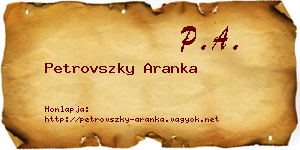 Petrovszky Aranka névjegykártya