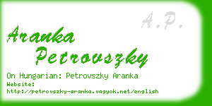 aranka petrovszky business card